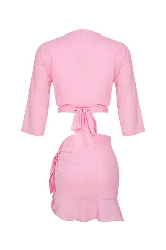 Flirt Me to The Moon Shirt, Skirt - Pink