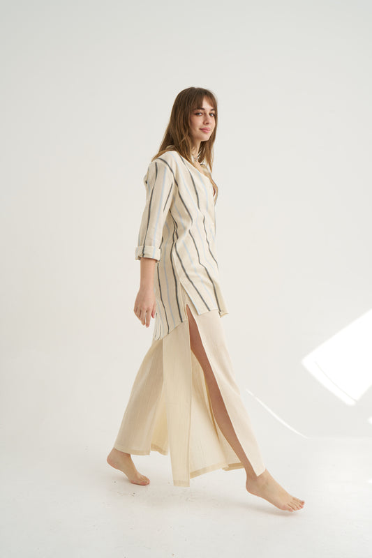 Shades of Shirt Matching Soul Mate Side Slit Trousers Gray by unexpectedone