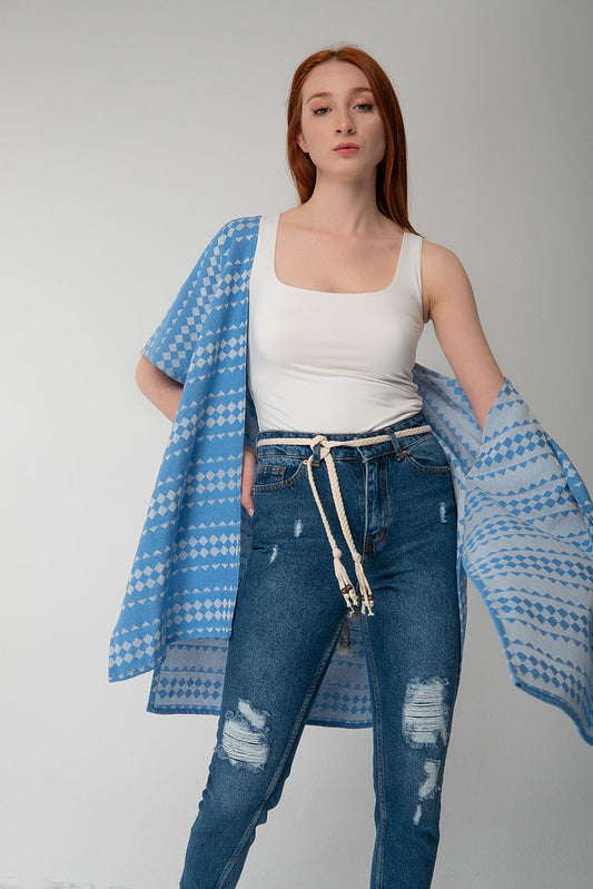 WAVE - Blue -Women's Natural Fabric Caftan by unexpectedone