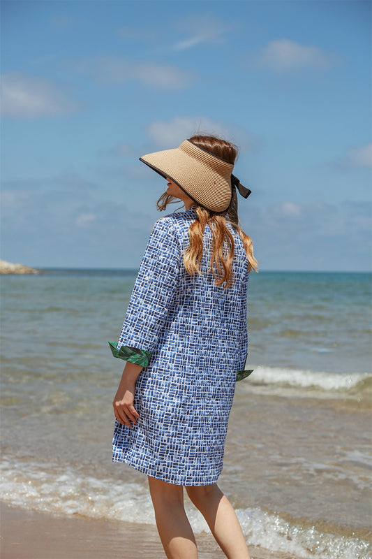 Helium Dress - Green - Women’s Natural Fabric Long Sleeve Short Dress by unexpectedone