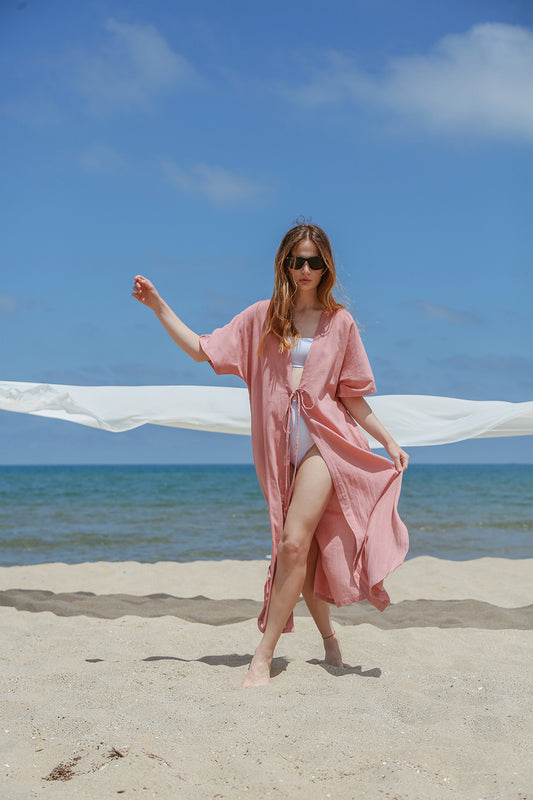 Realistic Kimono - Plain Blush Women’s Natural Fabric Kimono by unexpectedone