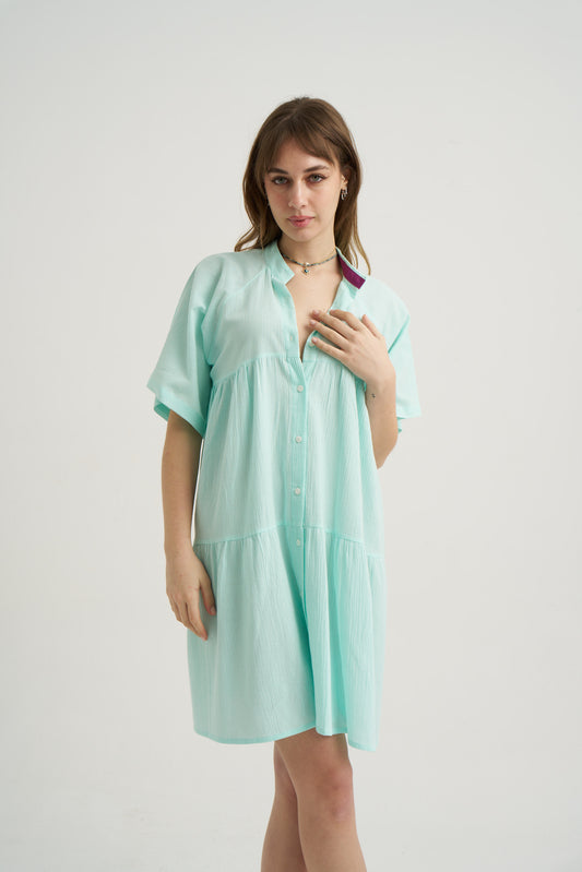 Grace Dress - Mint - Women’s Natural Fabric Loose Fit Dress by unexpectedone