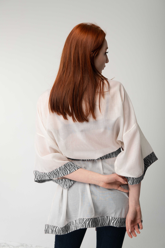 Anima Kimono - White - Women's Natural Fabric Kimono by unexpectedone