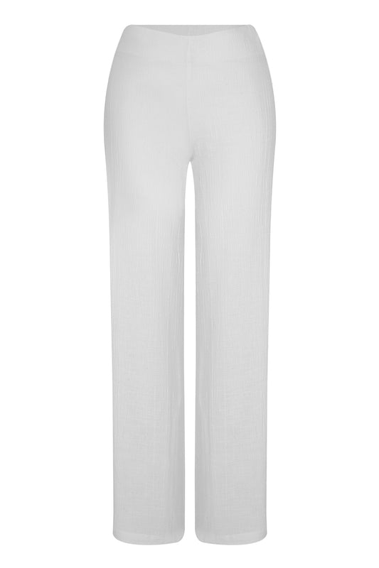 Soul Mate Side Slit Trousers - White - Women’s Natural Fabric Slit Trousers by unexpectedone