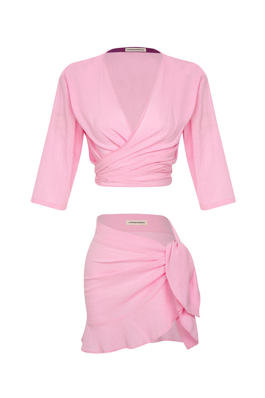 Flirt Me to The Moon Shirt, Skirt - Pink