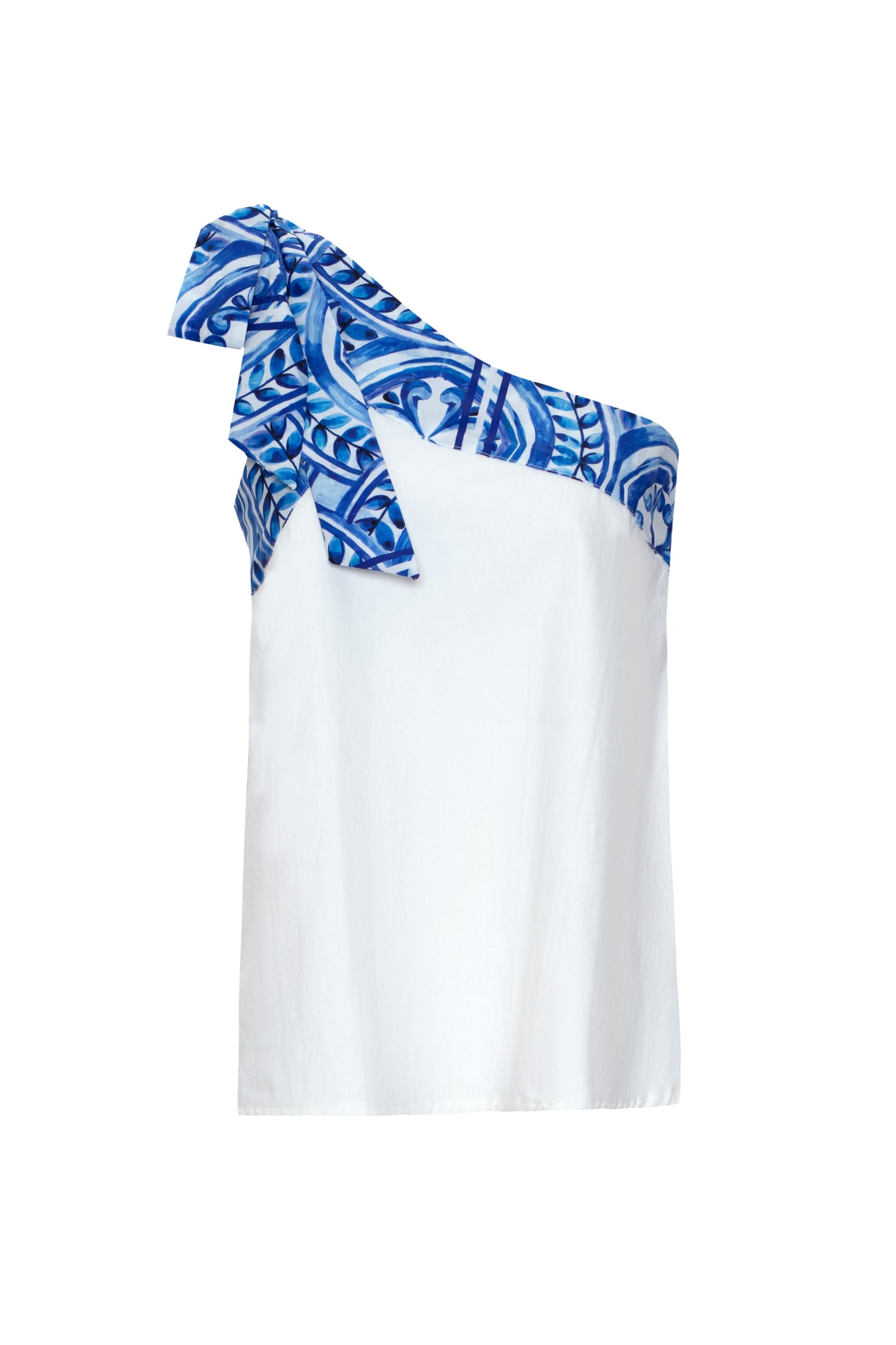 Put a Bow on It - Sapphire - Women’s Natural Fabric One Shoulder Top by unexpectedone
