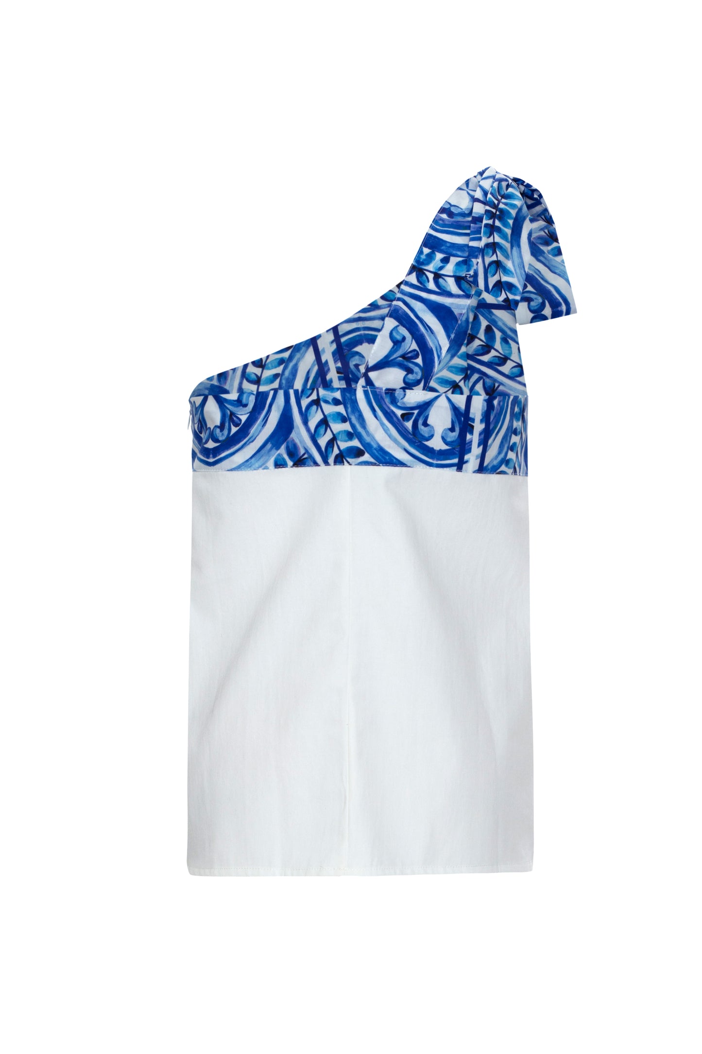 Put a Bow on It - Sapphire - Women’s Natural Fabric One Shoulder Top by unexpectedone