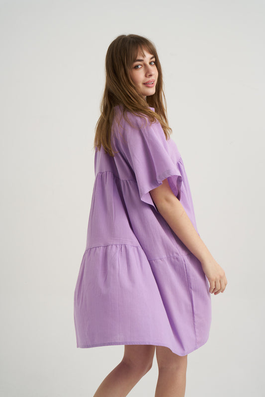 Grace Dress - Lilac - Women’s Natural Fabric Loose Fit Dress by unexpectedone
