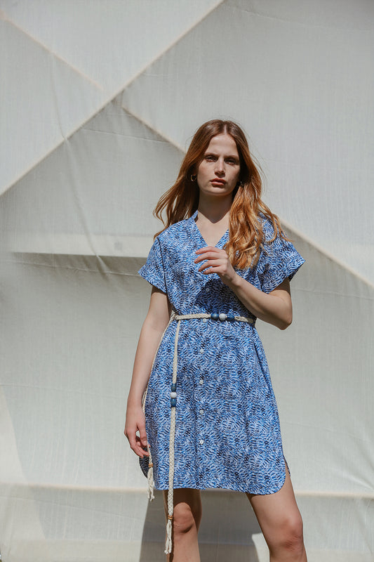 My Favorite Dress - Blue - Women’s Natural Fabric Short Sleeve Short Dress by unexpectedone