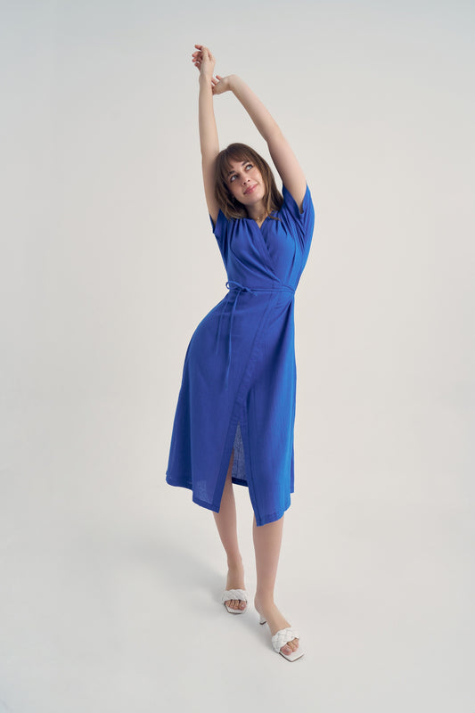 Realistic Kimono - Plain Blue - Women’s Natural Fabric Kimono by unexpectedone