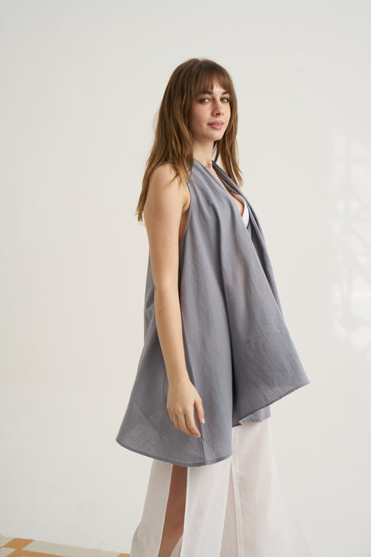 Wrapped by Waterfall Tunic - Gray - Women’s Natural Fabric Tunic by unexpectedone