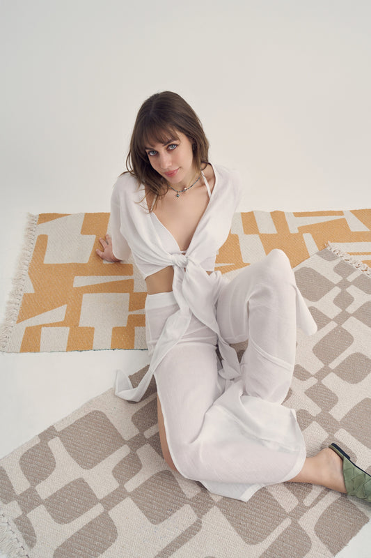 Flirt Me to The Moon Set- White - Women’s Natural Fabric Set by unexpectedone