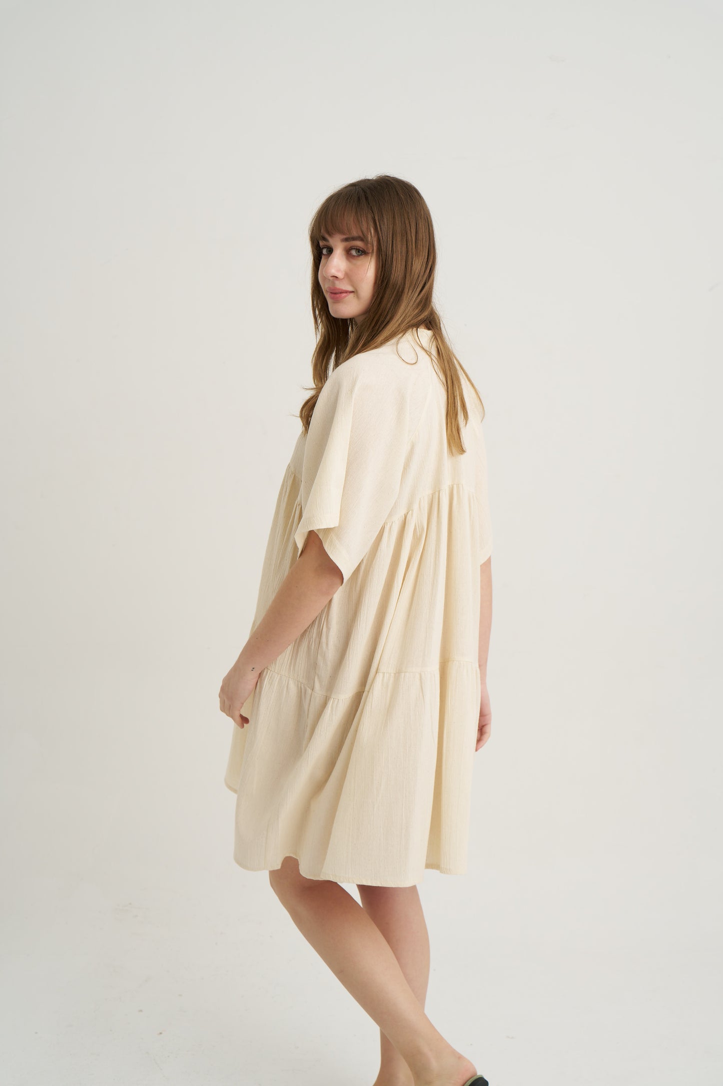 Grace Dress - Beige - Women’s Natural Fabric Loose Fit Dress by unexpectedone