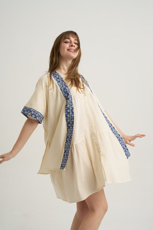 Grace Dress - Beige - Women’s Natural Fabric Loose Fit Dress by unexpectedone