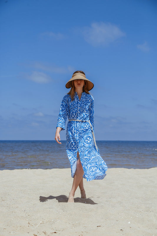 Sapphire Dress - Natural Fabric Long Sleeve Long Dress by unexpectedone